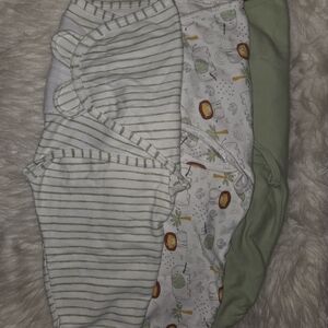 Set of Three Baby Onesies in Green and White